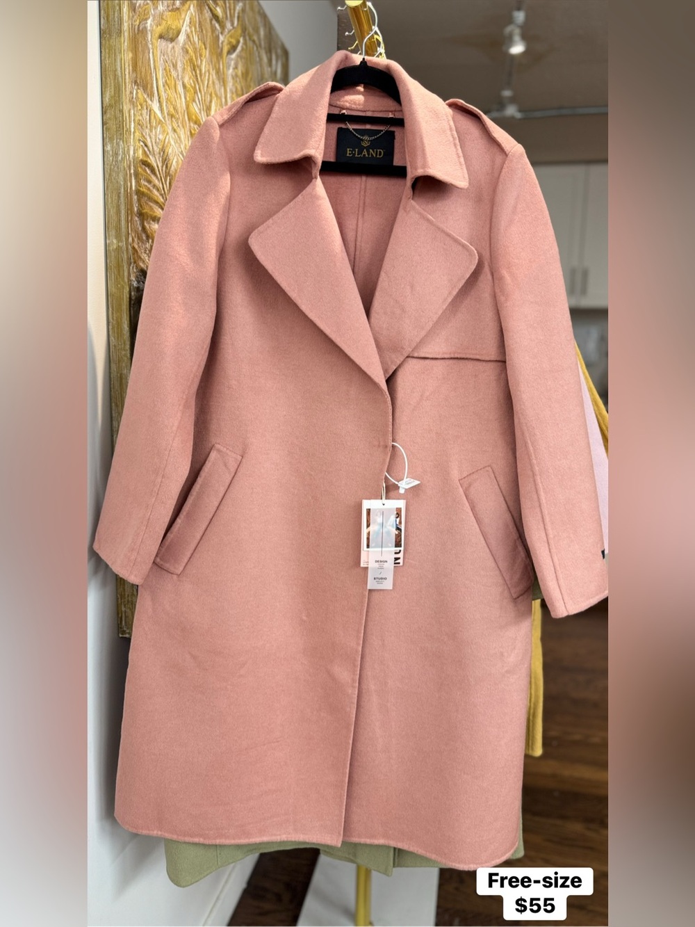 Elan Blush Pink Wool-Blend Trench Coat